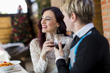 Romantic couple in restaurant