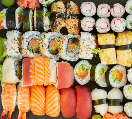 lunch with  sushi dish