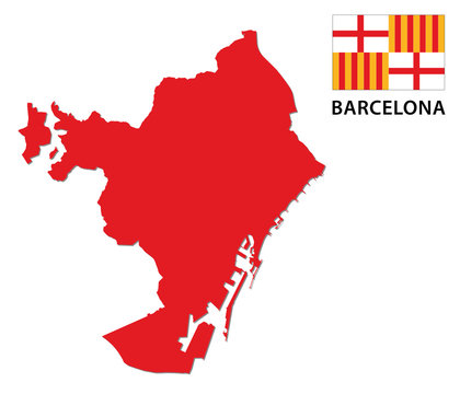 barcelona map with flag
