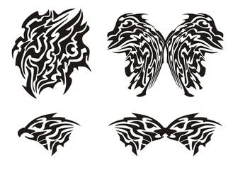 Tribal butterfly tattoo and eagle head