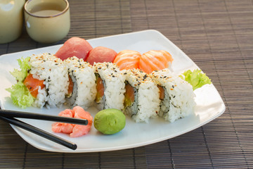 dinner with  sushi dish