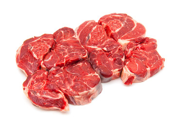 Shin of beef meat isolated on a white studio background,