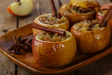 baked apples with raisins and cinnamon © koss13
