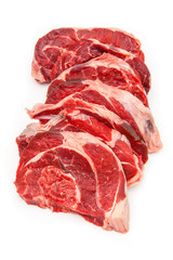 Shin of beef meat isolated on a white studio background,