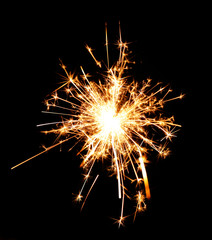 Beautiful sparkler on black background, close up