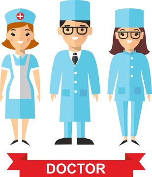 Vector illustration of a medical team, doctor and nurse