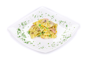 Pasta farfalle with ham