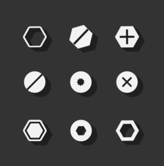 Screw bolt flat icons