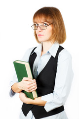 Teacher. Portrait of girl with a book