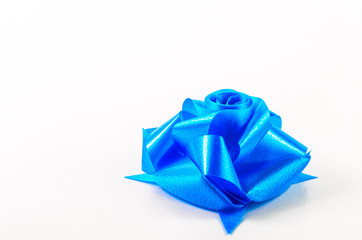 blue ribbon craft on white background,handmade