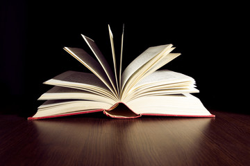 Book on wooden table