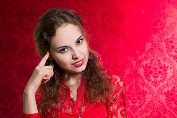Portrait of thoughtful girl looking at the camera
