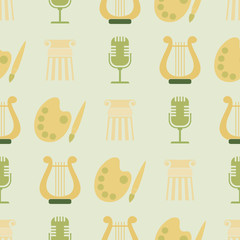 seamless background with symbols of art
