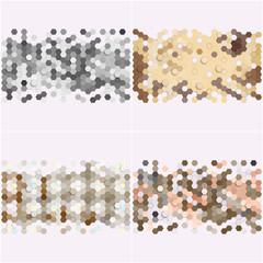 Geometric backgrounds set, abstract hexagonal patterns vector