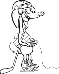 whiteboard drawing - cartoon dog character in hockey equipment