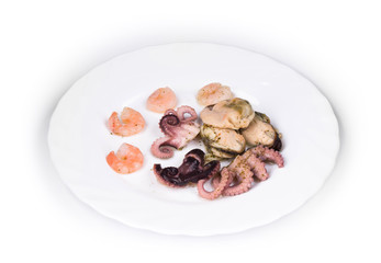 Mixed seafood plate.