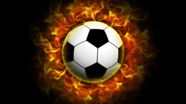 Fiery Soccer Ball, with Alpha Channel