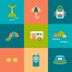 Travel flat Icons set