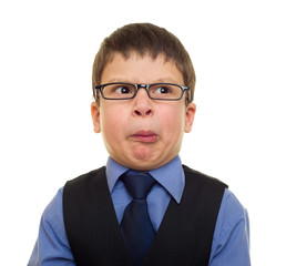 portrait of a boy in business suit