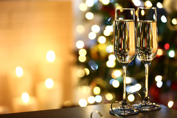 Two glass with champagne