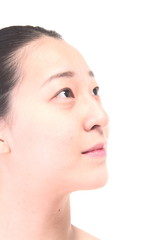 Naklejka premium Zbliżenie twarzy kobiety z koncepcją pielęgnacji skóry