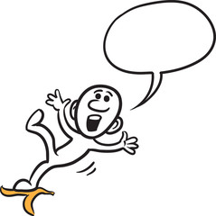 doodle small person - slipping on the banana peel