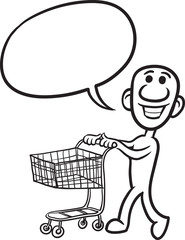 doodle small person - rolling shopping cart