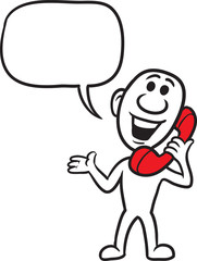 doodle small person - talking on the phone
