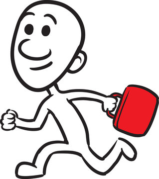 doodle small person - running with briefcase