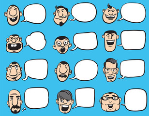 Doodle Faces with Speech Bubbles