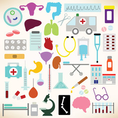 Medicine and health care illustrations set