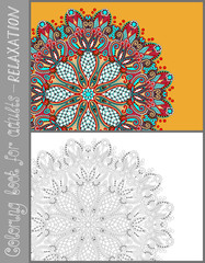 coloring book page for adults - flower paisley design