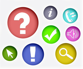 eight different colored icons round shape