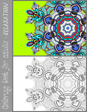 coloring book page for adults - flower paisley design