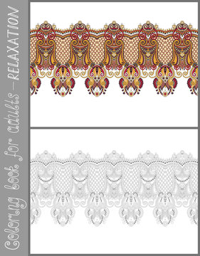 coloring book page for adults - flower paisley design