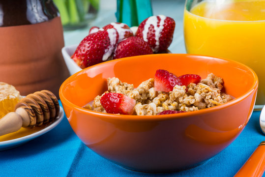 Cereals with fruin in vibrant colors