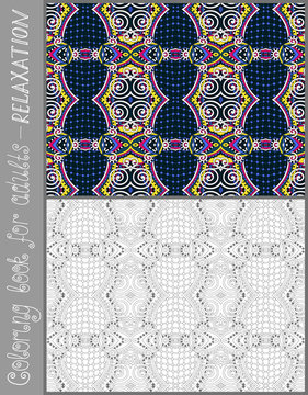 coloring book page for adults - flower paisley design