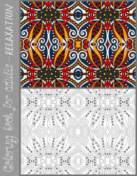coloring book page for adults - flower paisley design