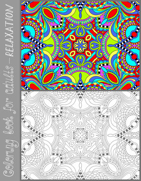 unique coloring book page for adults - flower paisley design