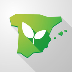 Spain map icon with a plant