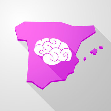 Spain map icon with a brain