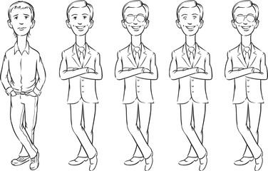 whiteboard drawing - dude cartoon set