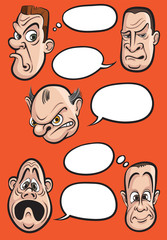 different emotion faces with speech balloons vector collection