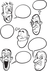 whiteboard drawing - different emotion faces with speech balloon