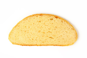 Slice of bread on white background