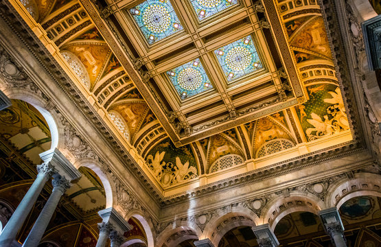 The interior of the Library of Congress, in Washington, DC.