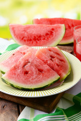 Juicy watermelon on table close-up