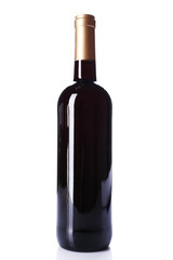 Bottle of red wine isolated on white