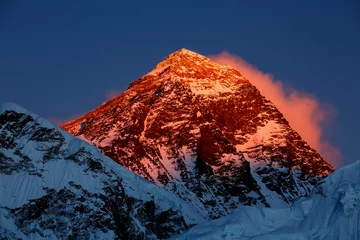 Tableaux ronds sur aluminium brossé Everest Everest au coucher du soleil