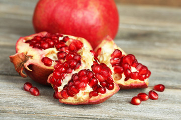 Beautiful composition with juicy  pomegranates,